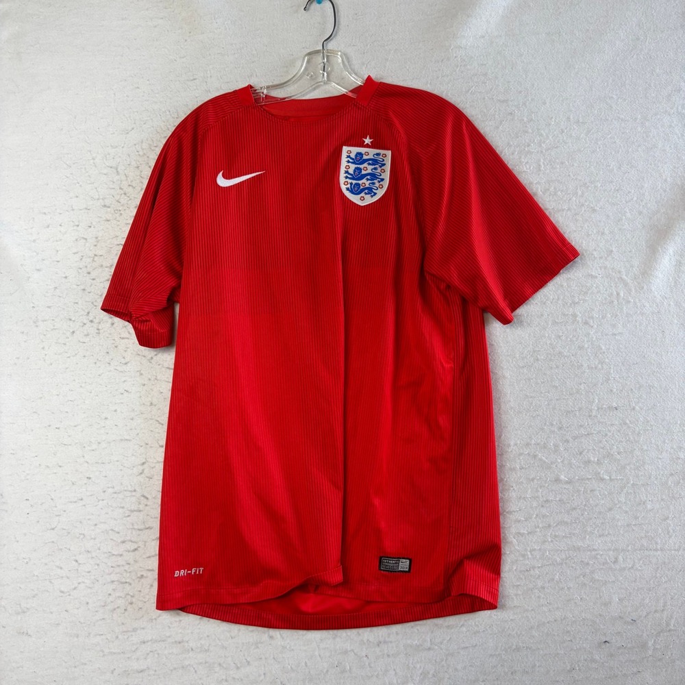 Nike Soccer Jersey Mens Large Red England Lescott 6 Dri-Fit